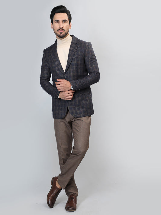 HONNETE Checked Single Breasted Blazer