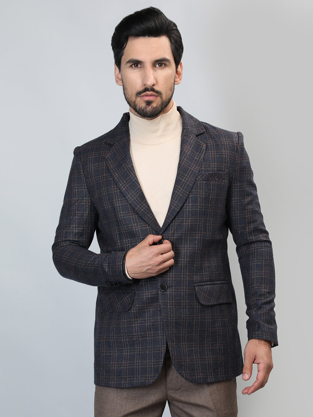 HONNETE Checked Single Breasted Blazer