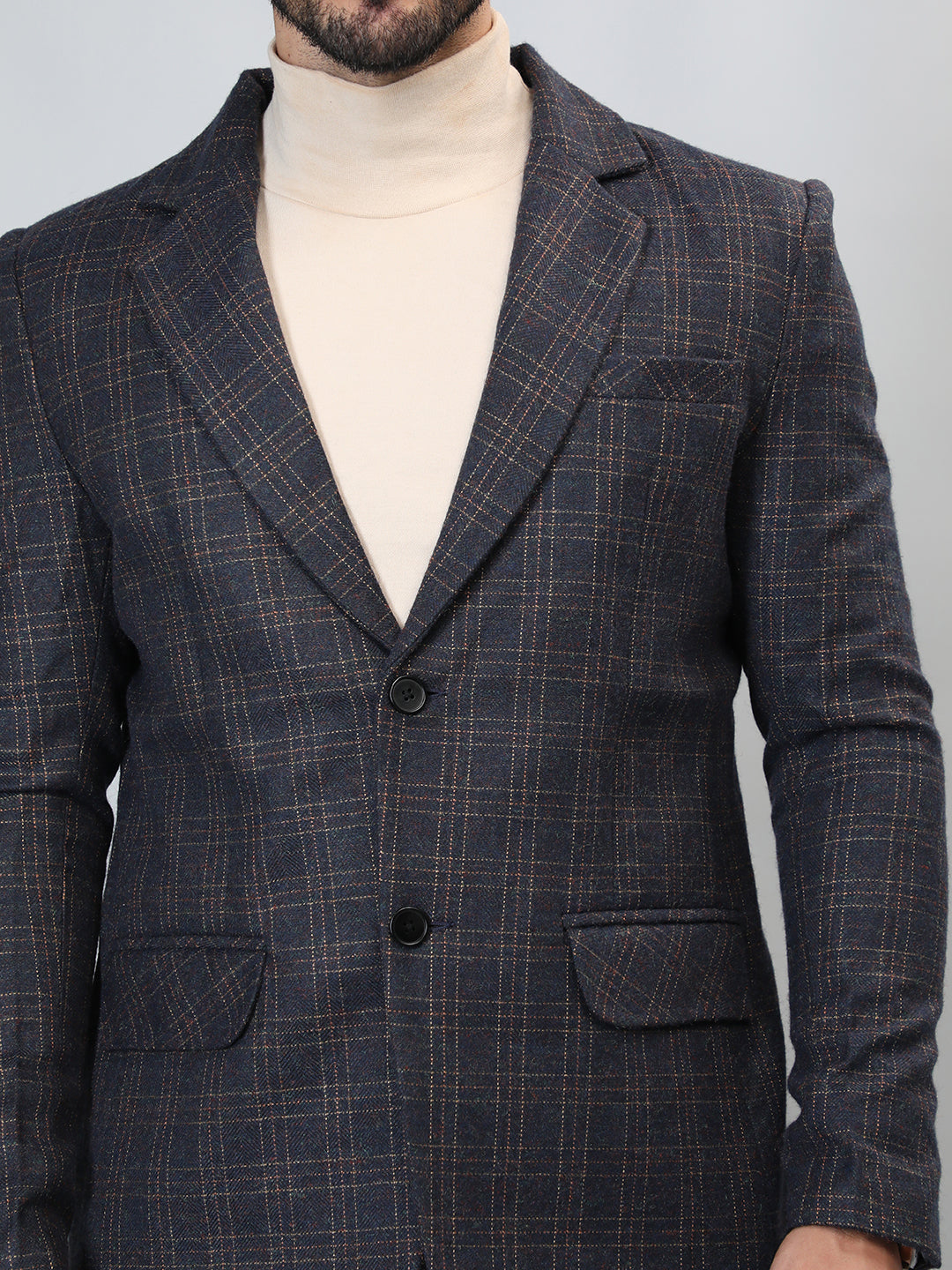 HONNETE Checked Single Breasted Blazer