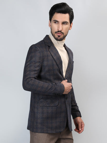 HONNETE Checked Single Breasted Blazer