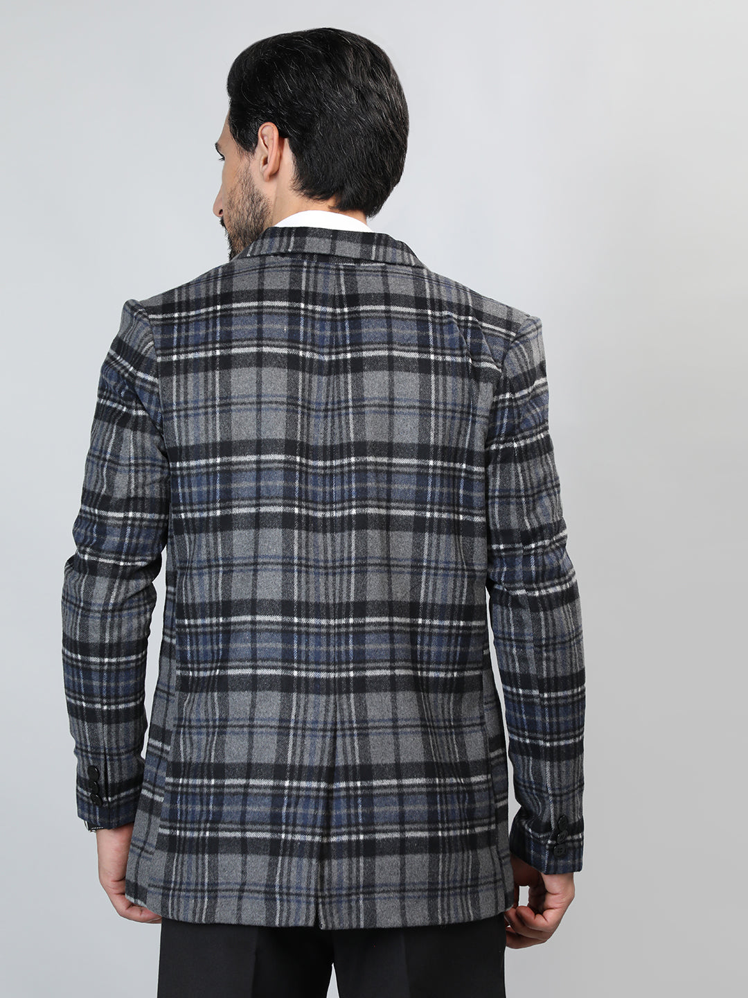 HONNETE Checked Notched Lapel Single-Breasted Blazers