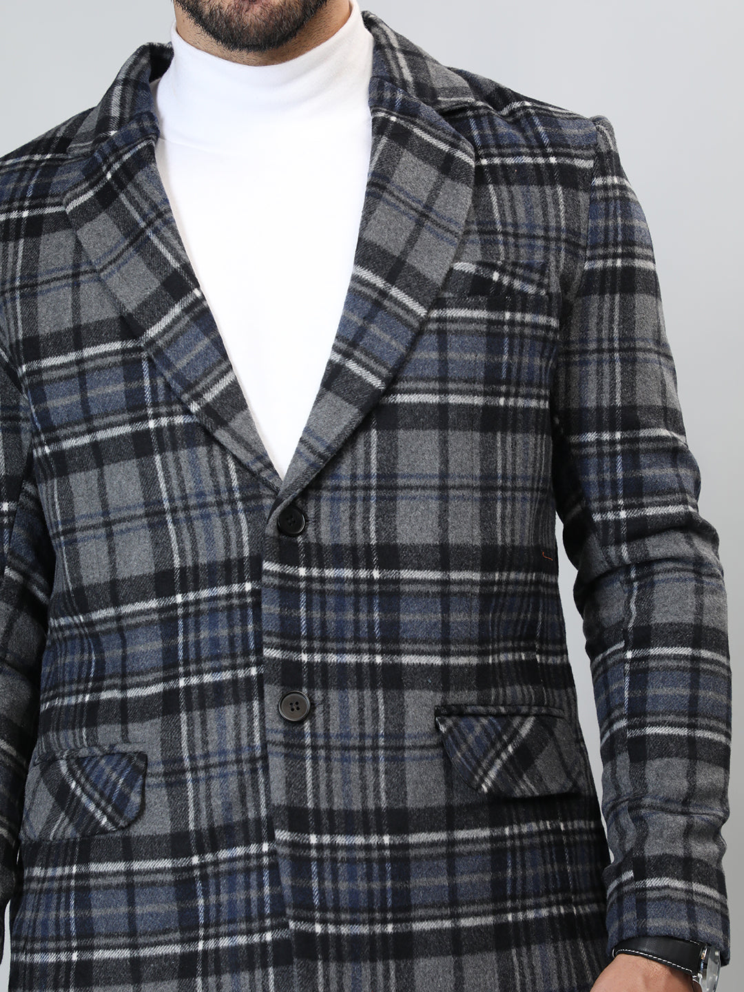 HONNETE Checked Notched Lapel Single-Breasted Blazers