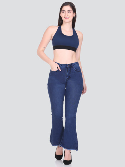 HONNETE Women Lean Cropped Light Fade Stretchable Cotton Bootcut Jeans