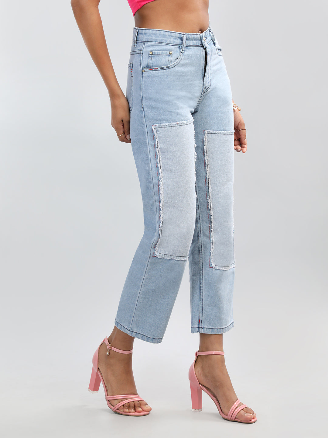 HONNETE Women Comfort Straight Fit Mid-Rise Heavy Fade Stretchable Cropped Jeans