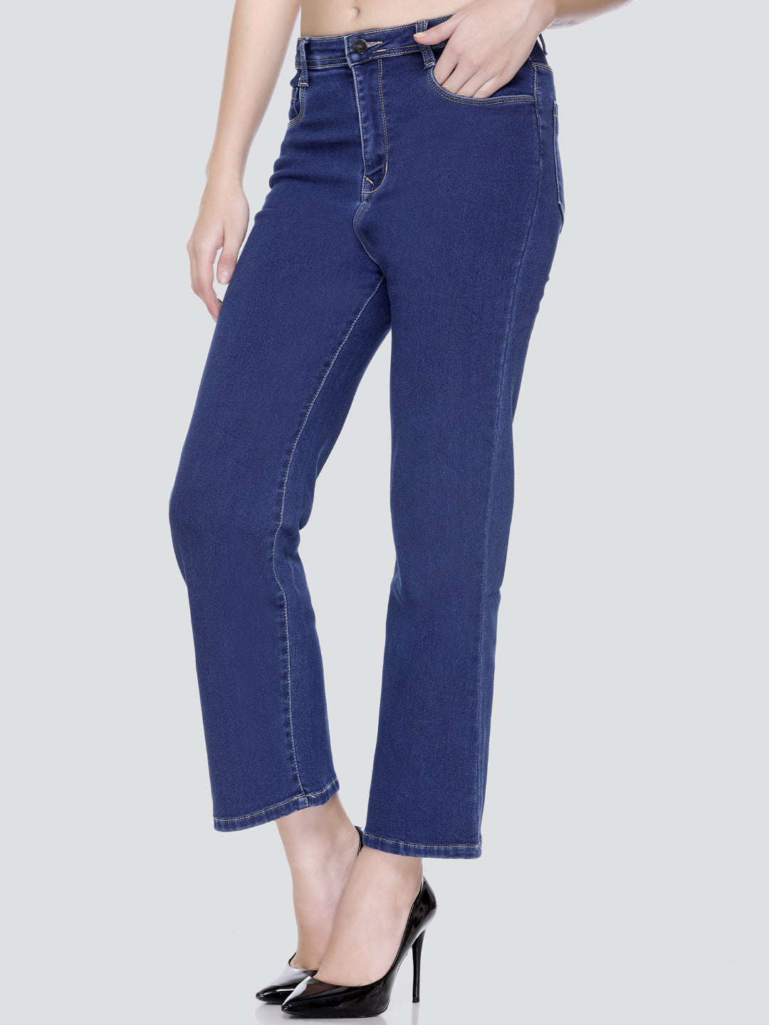 HONNETE Women Mid-Rise Lean Straight Fit Stretchable Jeans