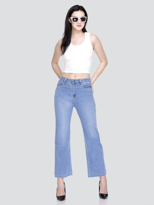 HONNETE Women Mid-Rise Lean Straight Fit Light Fade Stretchable Jeans