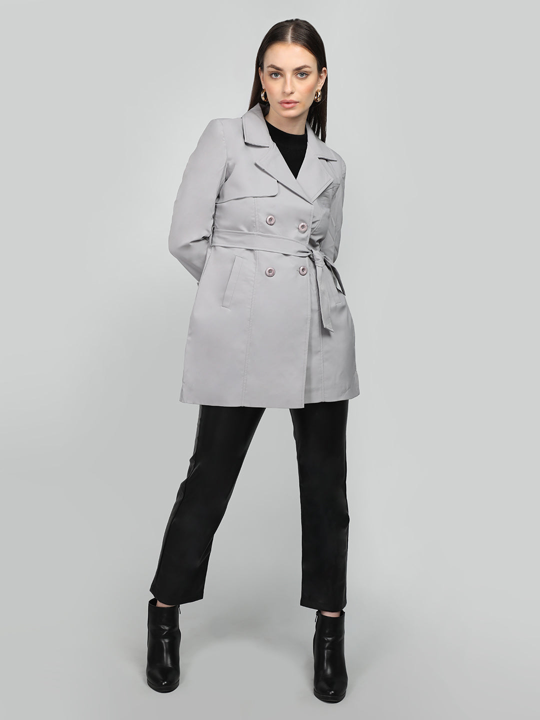 Honnete Casual Regular Fit Double Breasted Solid Women Winter Coat