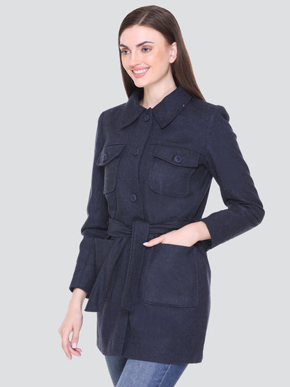 HONNETE Women Solid Winter Trench Coats