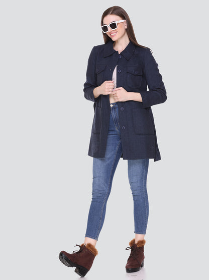 HONNETE Women Solid Winter Trench Coats