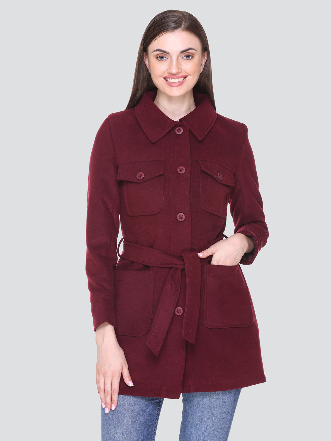 HONNETE Women Solid Trench Coat