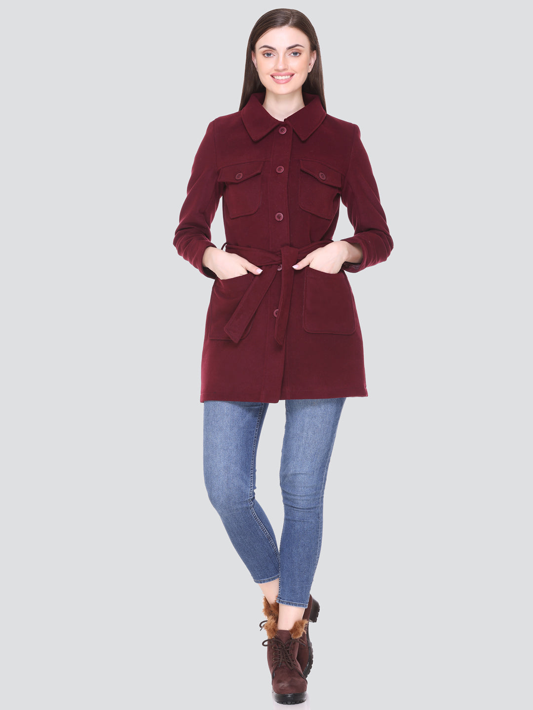 HONNETE Women Solid Trench Coat