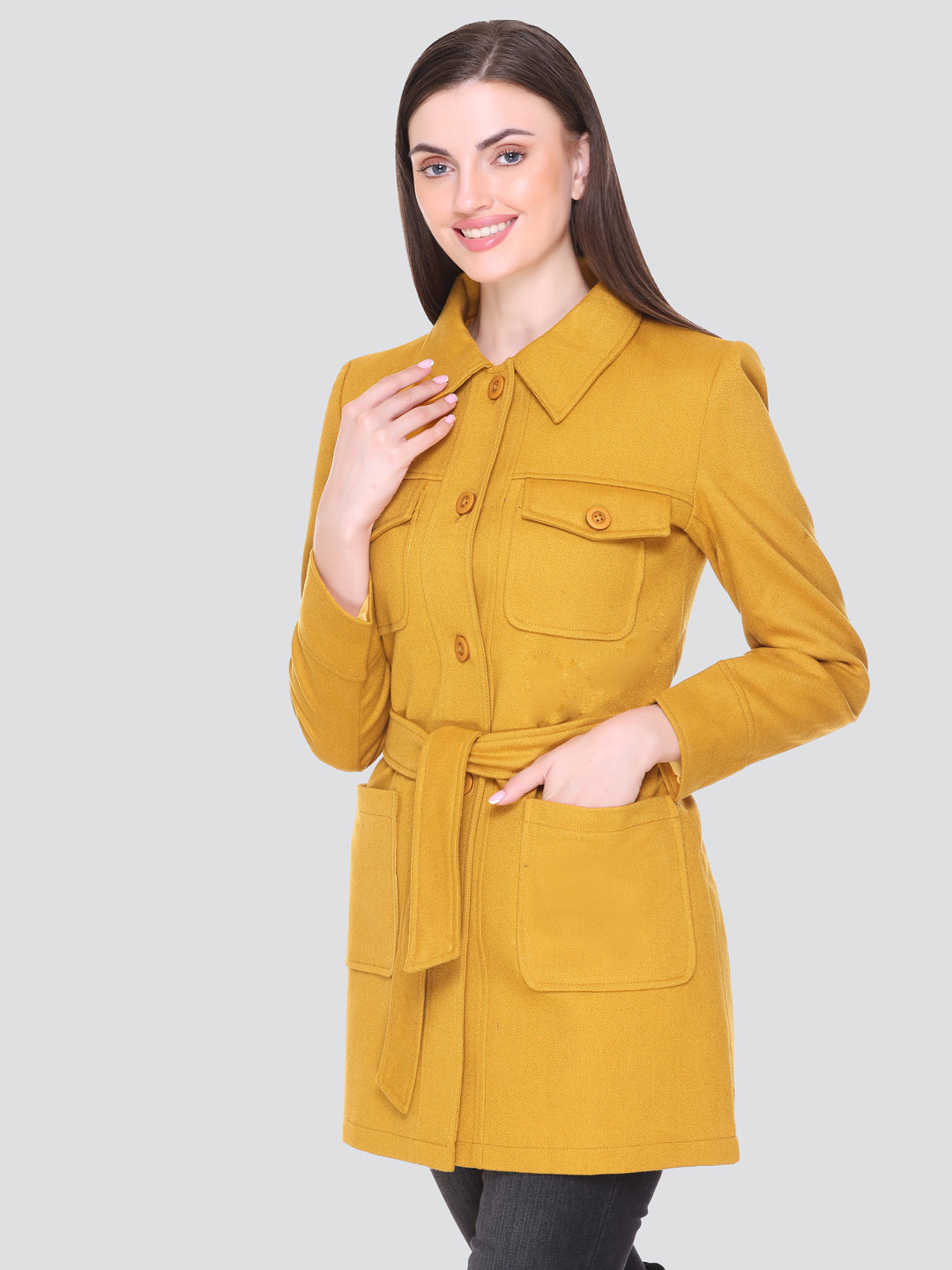 HONNETE Women Solid Winter Polyester Coats