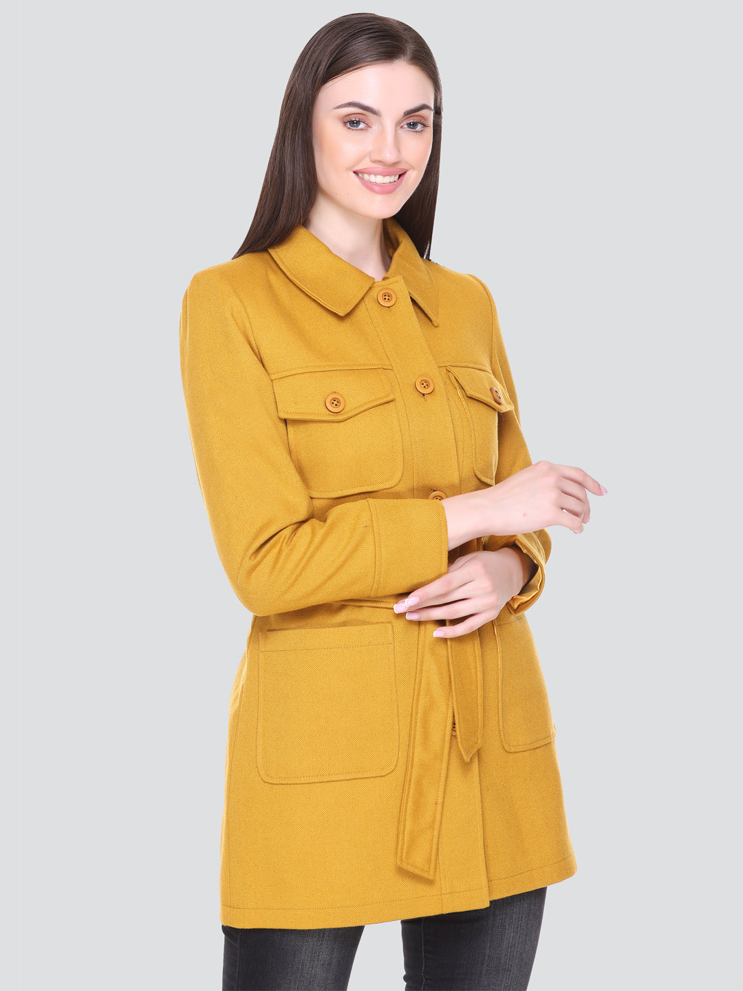 HONNETE Women Solid Winter Polyester Coats