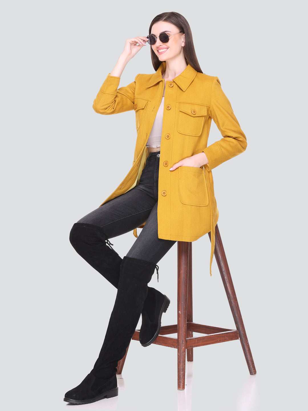 HONNETE Women Solid Winter Polyester Coats