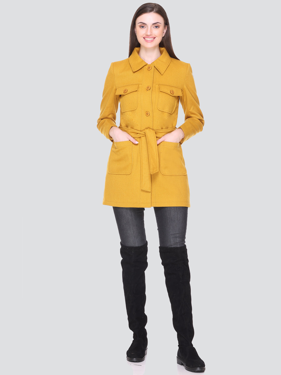 HONNETE Women Solid Winter Polyester Coats