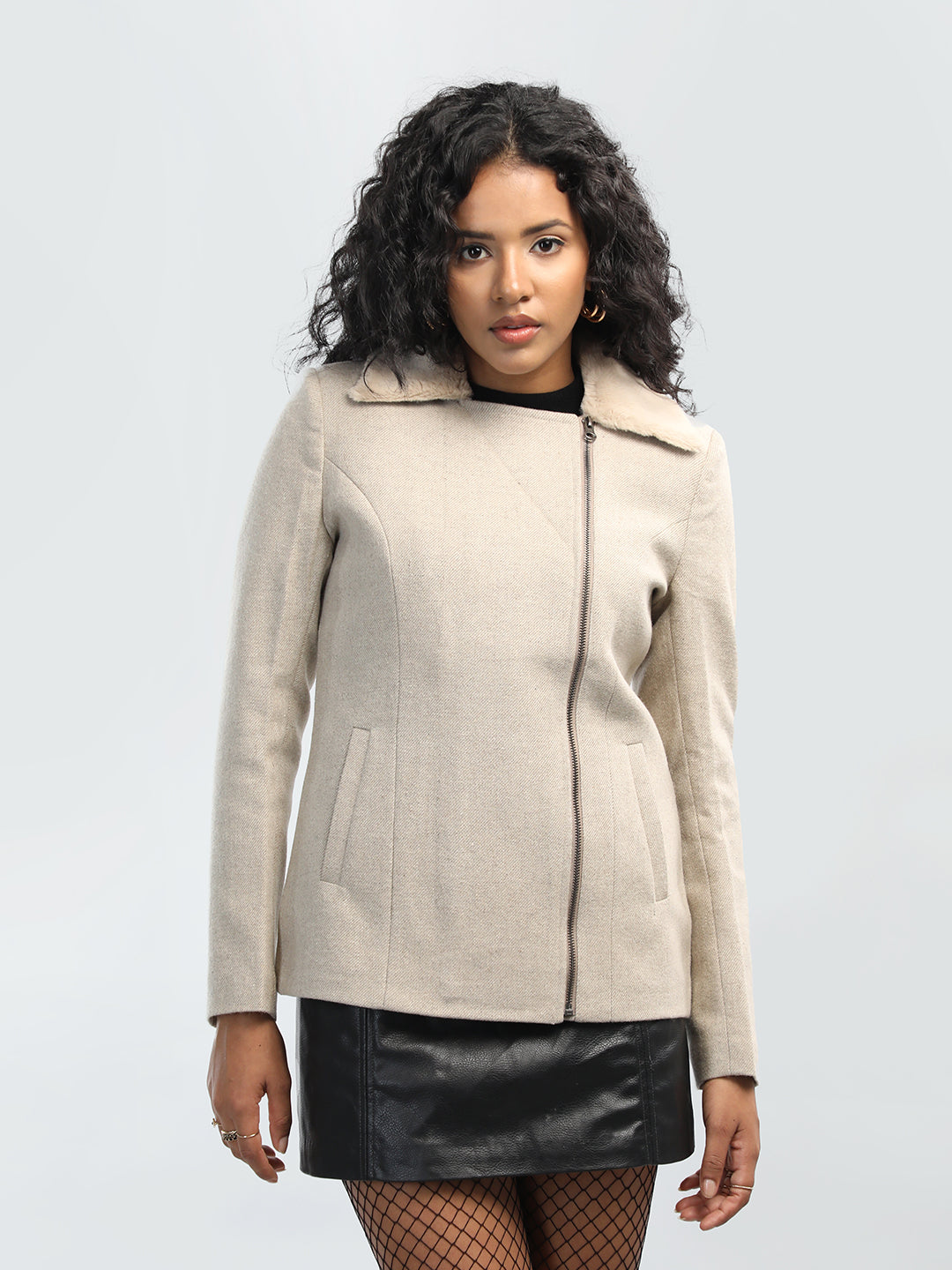 HONNETE Notched Lapel Parka Coat