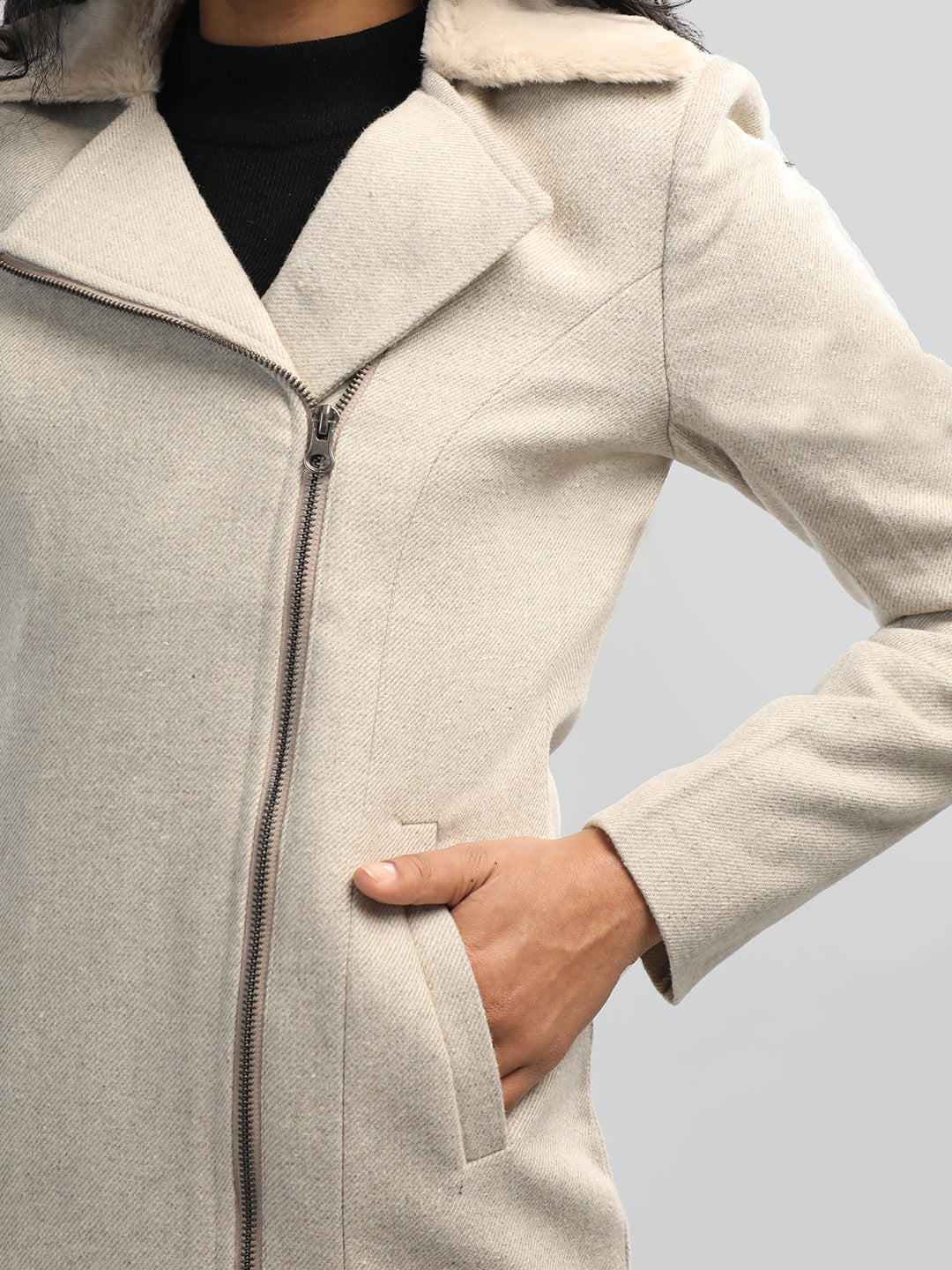 HONNETE Notched Lapel Parka Coat