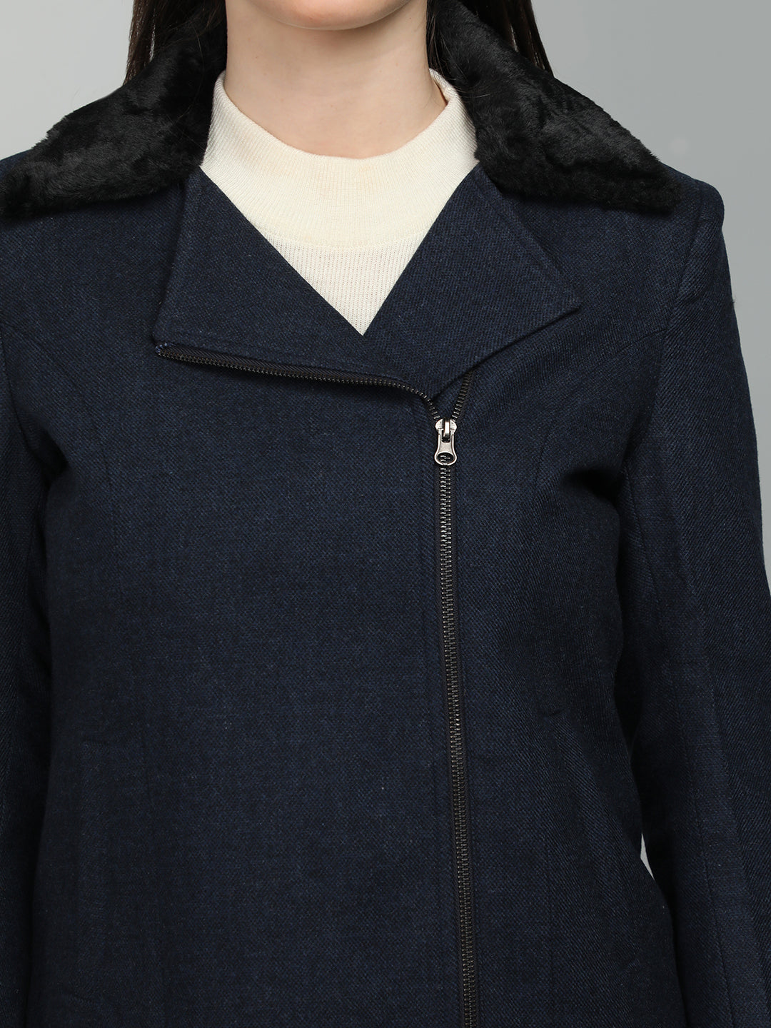 HONNETE Notched Lapel Collar Pea Coat