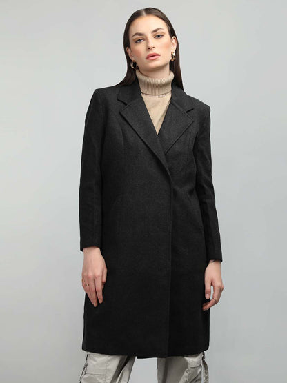 HONNETE Notched Lapel Collar Coat