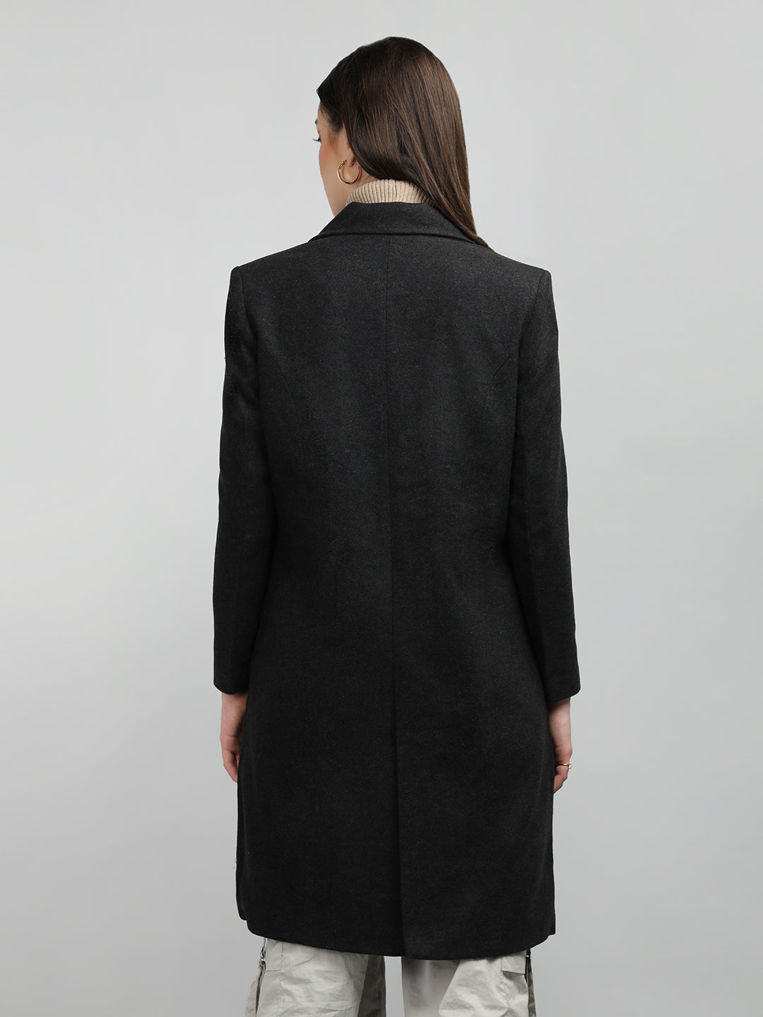 HONNETE Notched Lapel Collar Coat