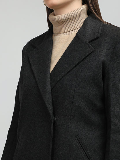 HONNETE Notched Lapel Collar Coat