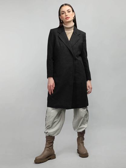 HONNETE Notched Lapel Collar Coat