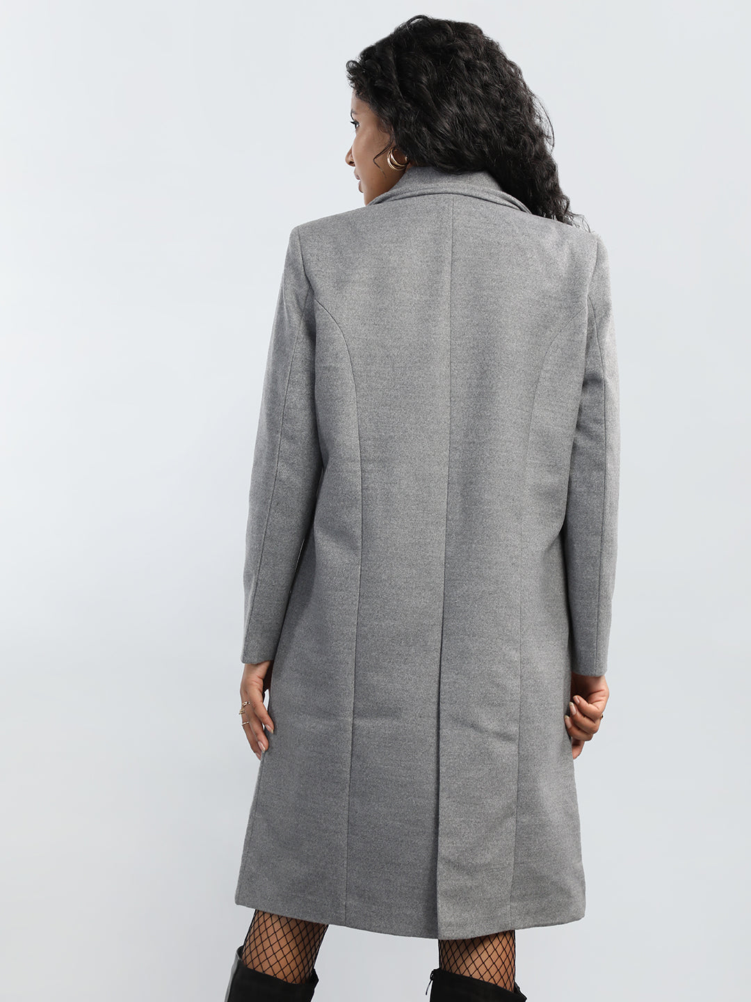 HONNETE Notched Lapel Collar Longline Overcoat