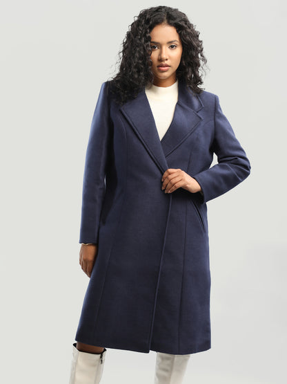 HONNETE Notched Lapel Longline Over Coat