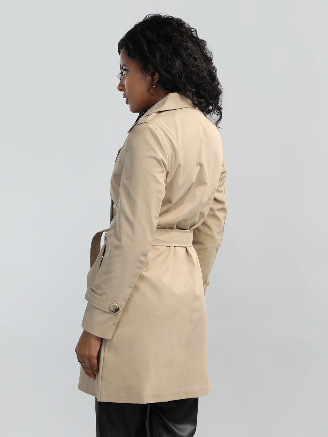 HONNETE Notched Lapel Collar Trench Coat