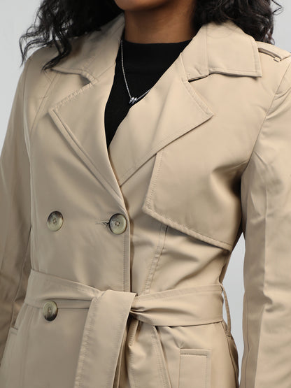 HONNETE Notched Lapel Collar Trench Coat