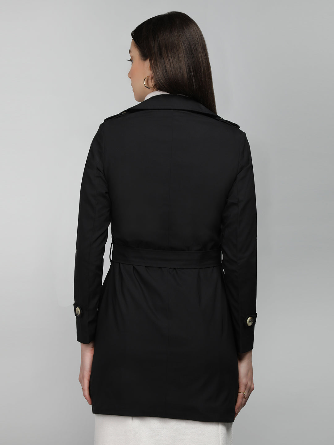 HONNETE Double-Breasted Notched Lapel Coat