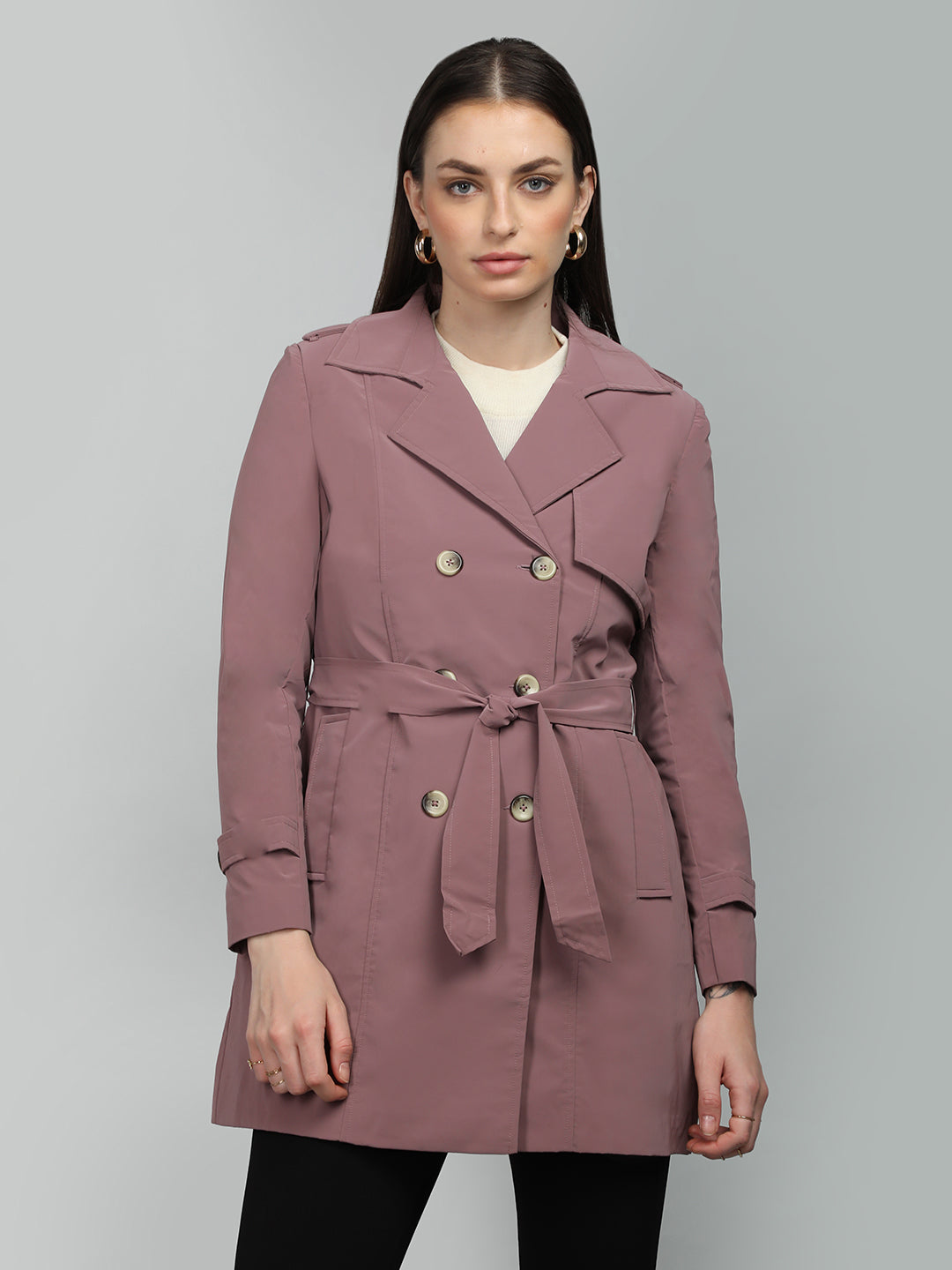 HONNETE Notched Lapel Single-Breasted Coat