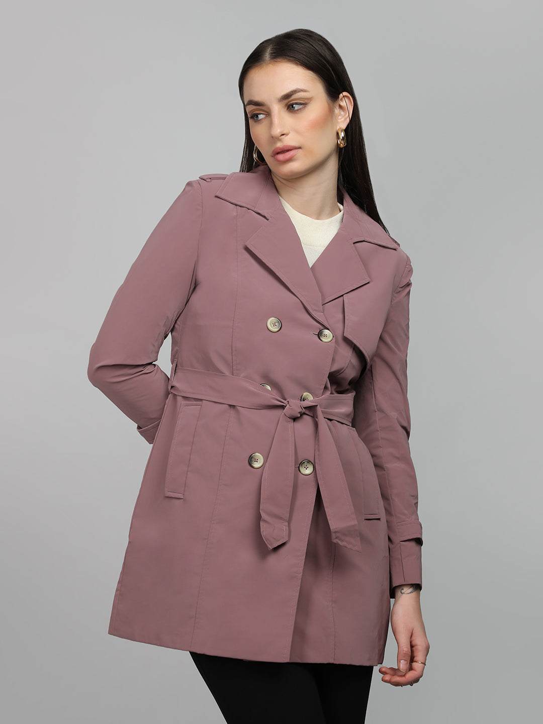 HONNETE Notched Lapel Single-Breasted Coat