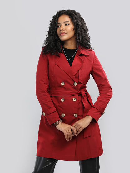 HONNETE Notched Lapel Trench Coat