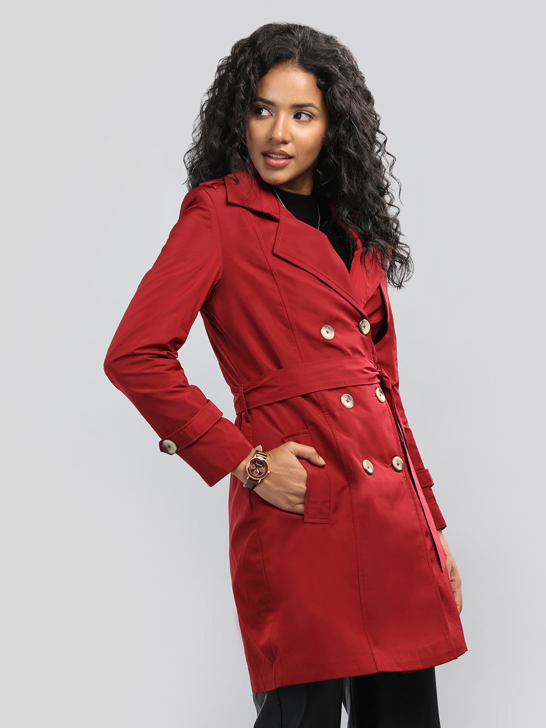 HONNETE Notched Lapel Trench Coat