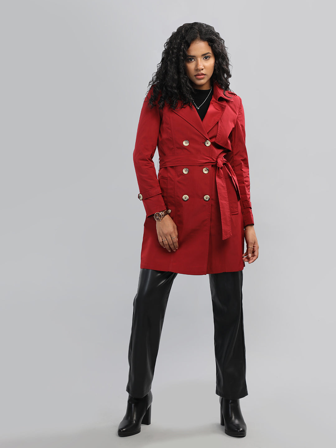 HONNETE Notched Lapel Trench Coat