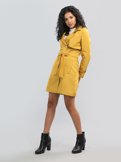 HONNETE Notched Lapel Collar Trench Coat