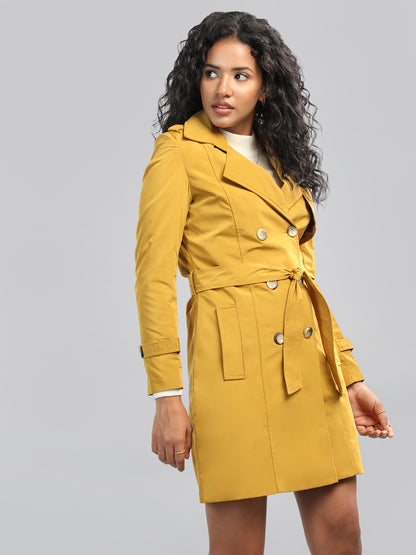 HONNETE Notched Lapel Collar Trench Coat