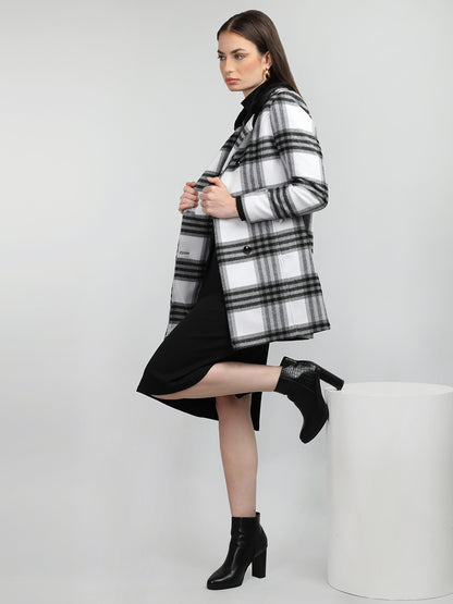 HONNETE Checked Spread Collar Coat