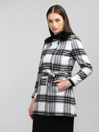 HONNETE Checked Spread Collar Coat