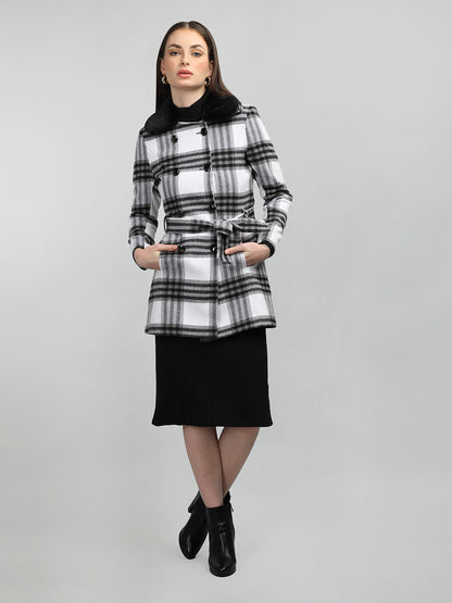 HONNETE Checked Spread Collar Coat