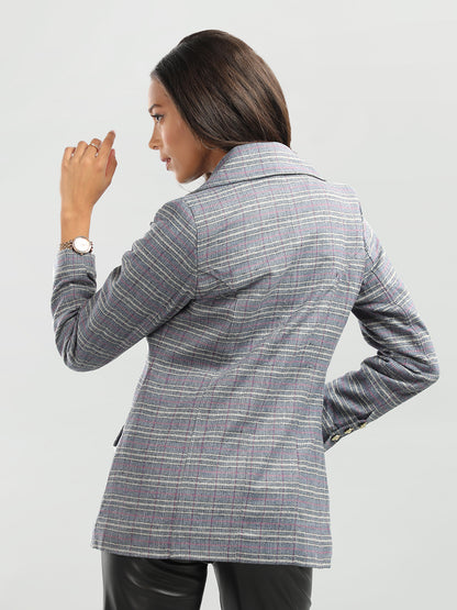 HONNETE Checked Double-breasted Formal Trench Coat