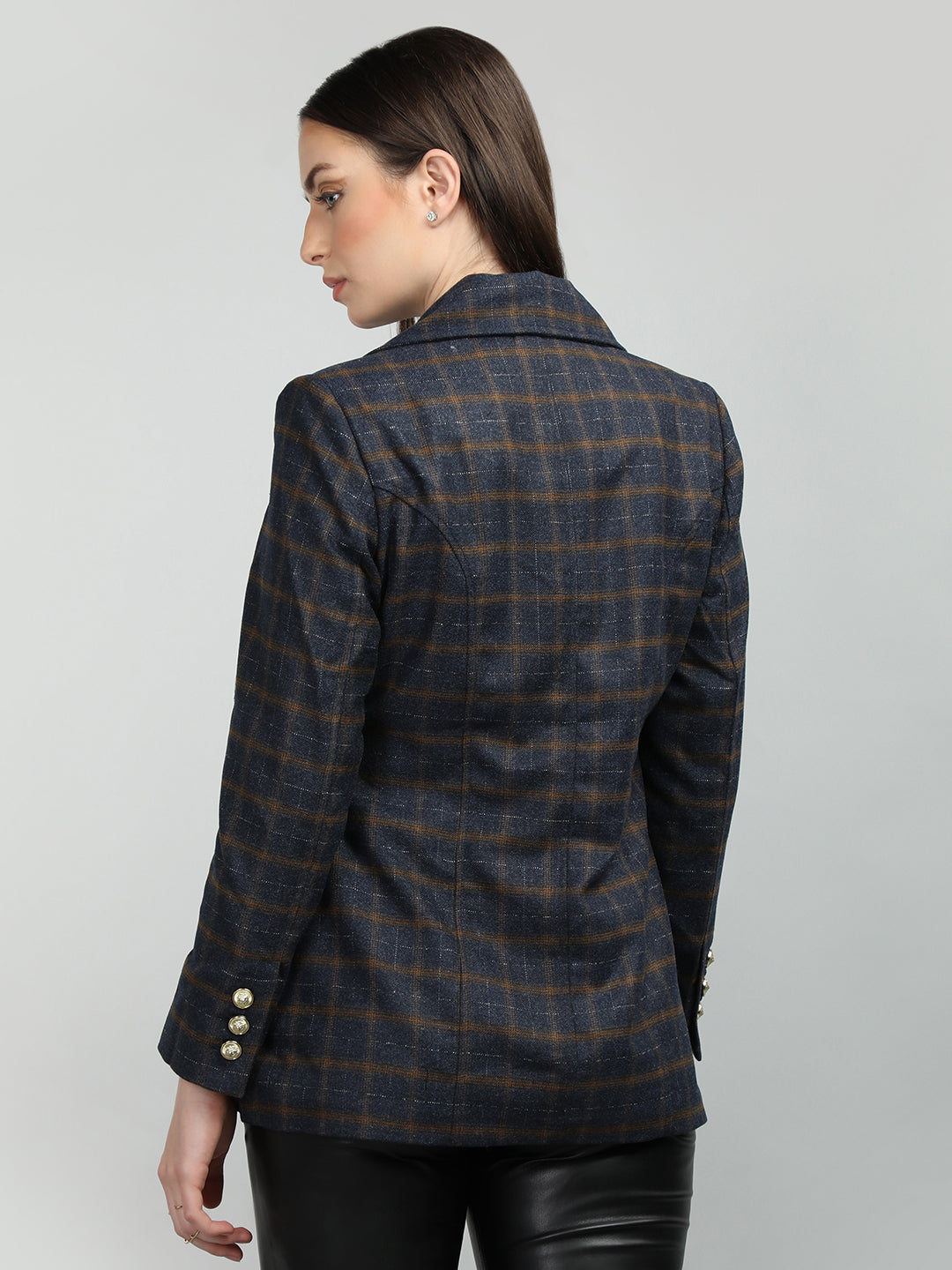 HONNETE Checked Notched Lapel Coat