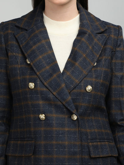 HONNETE Checked Notched Lapel Coat