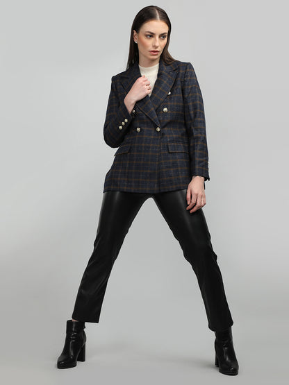 HONNETE Checked Notched Lapel Coat