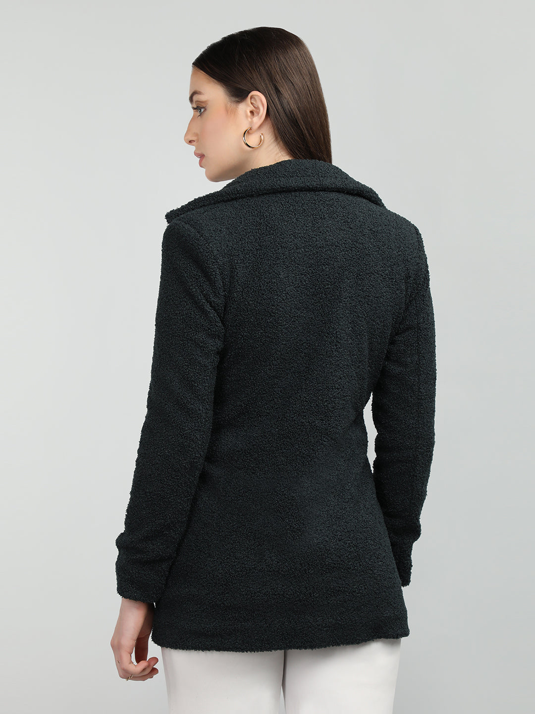 HONNETE Lapel Collar Single Breasted  Overcoat