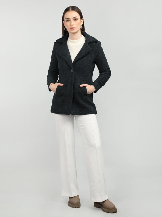 HONNETE Lapel Collar Single Breasted  Overcoat