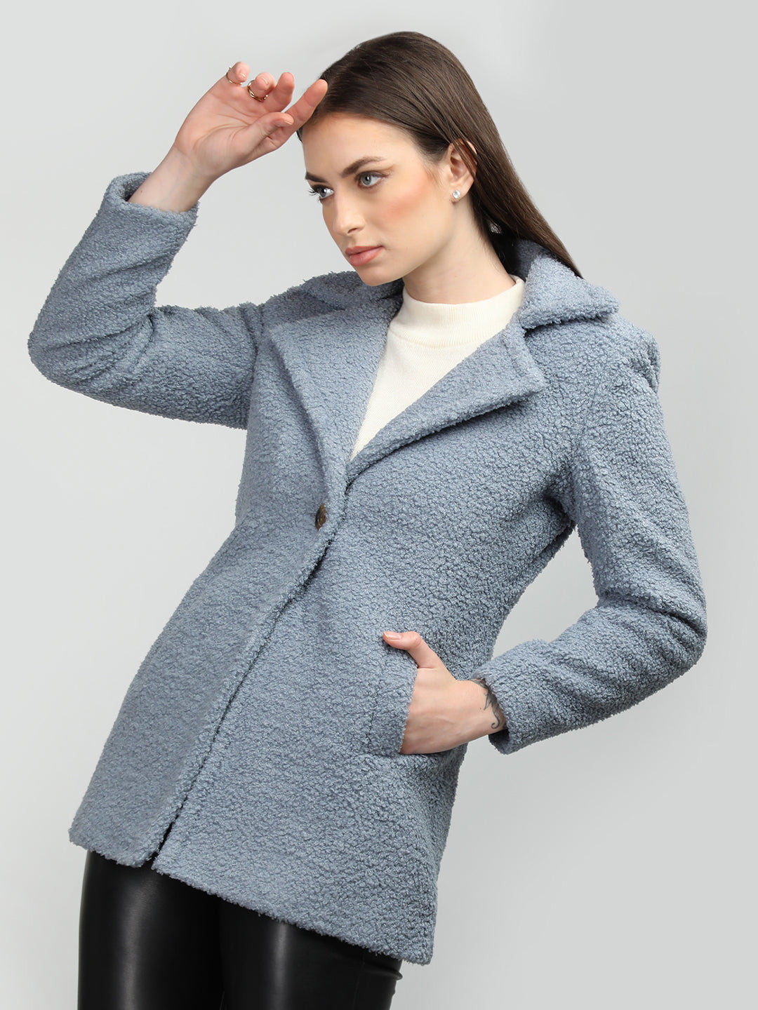 HONNETE Notched Lapel Single Breasted Coat