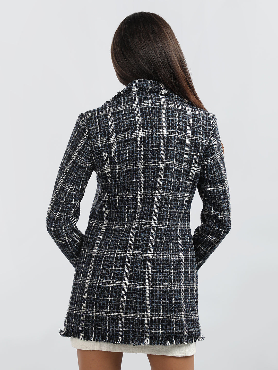 HONNETE Checked Single-Breasted Regular Fit Trench Coat