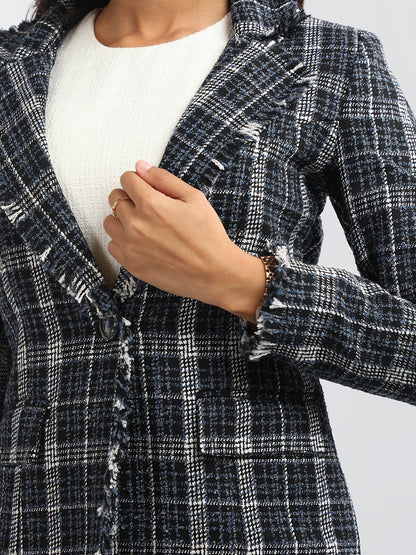 HONNETE Checked Single-Breasted Regular Fit Trench Coat